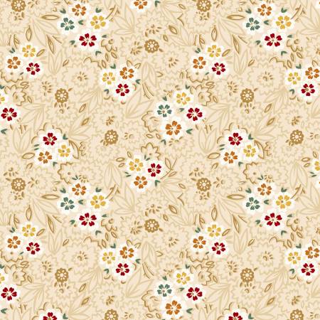 Beige Modern Floral 108" Cotton (1124-40) – Sold in UNITS of ¼ metre