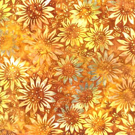 Autumn Sunflowers 106" Batik (BX1198-AUTUMN) – Sold in UNITS of ¼ metre