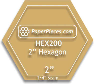 2" Hexagons Acrylic Template 1/4" Seam (HEX200-025)