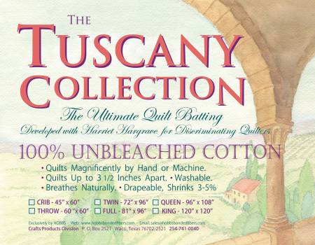Hobbs Tuscany Unbleached Cotton Throw Size Pre-Cut Batting (60"x60") (TU60)