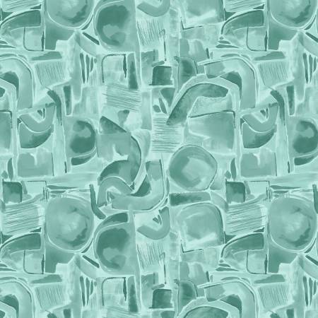Abstract Shapes Aqua 118" Cotton (BQ3115 - 65) - Sold in UNITS of 1/4 metre - Maple Leaf Quilting Company Ltd.