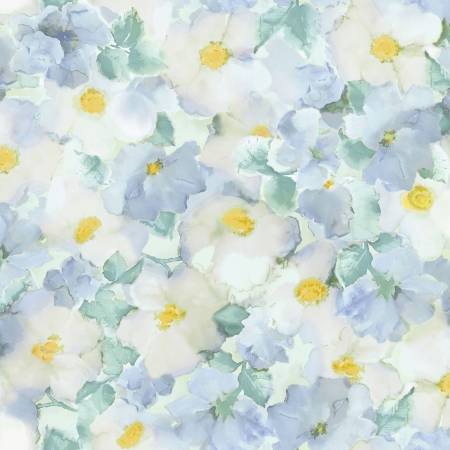 Blue Flower Wash 108" Cotton (QB10800M - B) - Sold in UNITS of 1/4 metre - Maple Leaf Quilting Company Ltd.