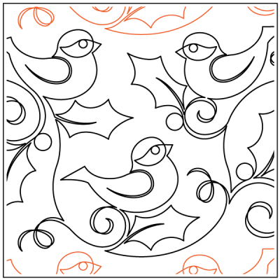 Chickadee Christmas Trio - 10.5" Paper Pantograph - Maple Leaf Quilting Company Ltd.