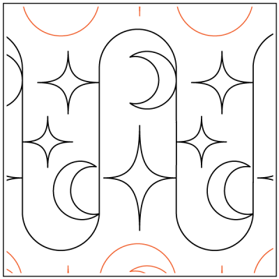 Curvy Sparkle Moon – 9.5” Paper Pantograph - Maple Leaf Quilting Company Ltd.