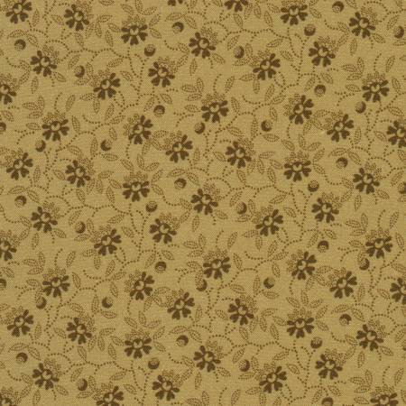 Flowers Tan 108" Cotton (AUJDX2255313) - Sold in UNITS of 1/4 metre - Maple Leaf Quilting Company Ltd.