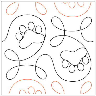 Ginger Paw – 9” Paper Pantograph - Maple Leaf Quilting Company Ltd.