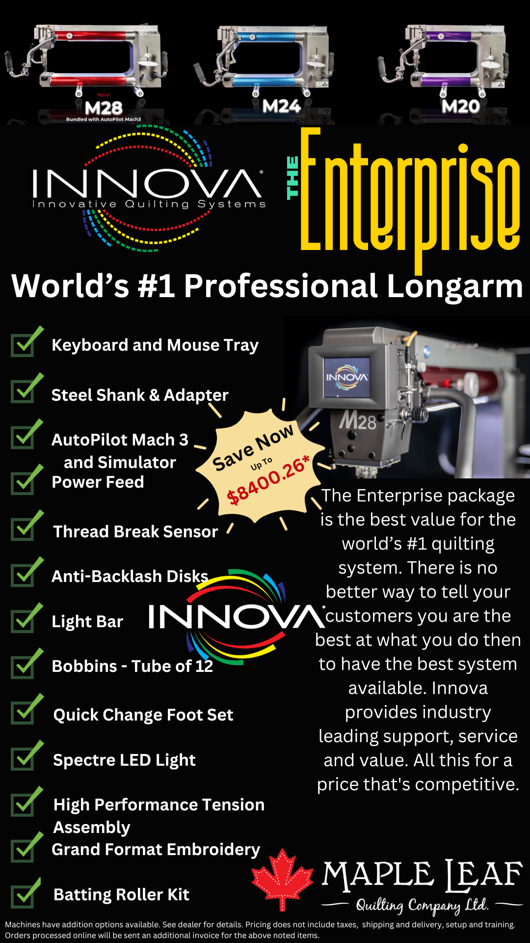 Innova's Enterprise Longarm Package - Maple Leaf Quilting Company Ltd.