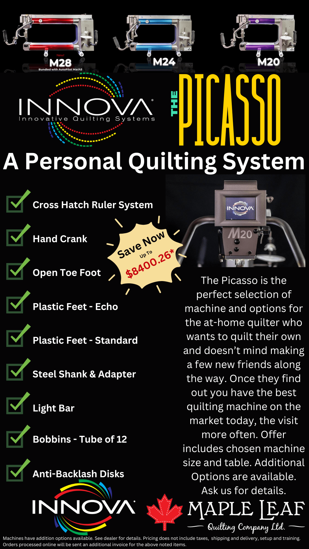 Innova's Picasso Longarm Package - Maple Leaf Quilting Company Ltd.