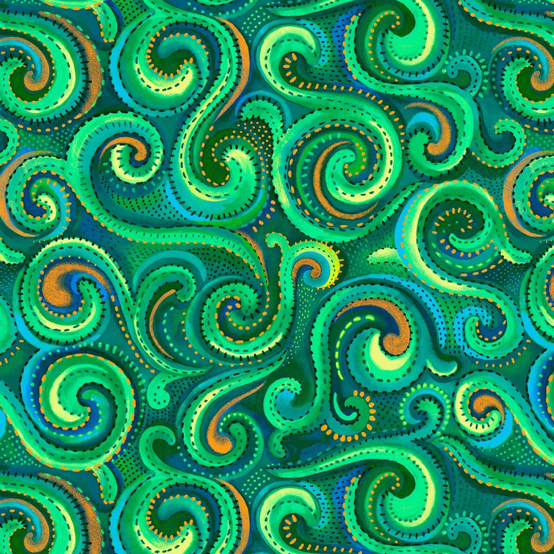 Jade Swirl 108” Cotton (8021S - 63) - Sold in UNITS of 1/4 metre - Maple Leaf Quilting Company Ltd.