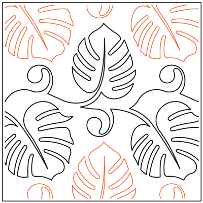 Monstera Leaf – 9” Paper Pantograph - Maple Leaf Quilting Company Ltd.
