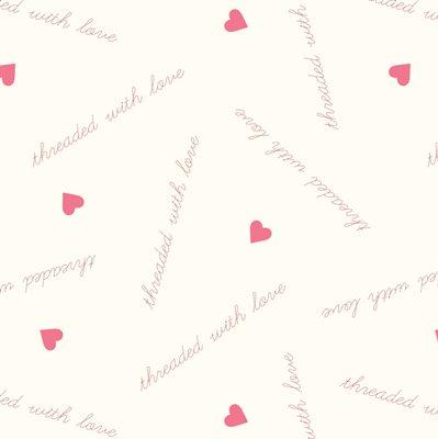 Pink Threaded With Love By Lewis & Irene 108” Cotton (W1) - Sold in UNITS of 1/4 metre - Maple Leaf Quilting Company Ltd.