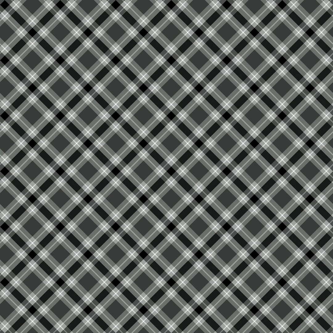 Plaid Black | 108” Cotton (14944WB - 08) - Sold in UNITS of 1/4 metre - Maple Leaf Quilting Company Ltd.
