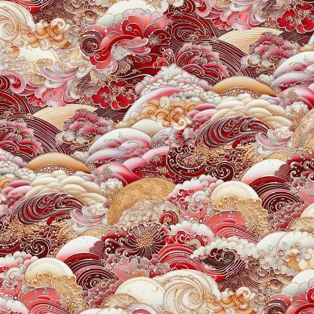 Red Waves in Motion 108" Cotton (NAMW05657 - R) – Sold in UNITS of ¼ metre - Maple Leaf Quilting Company Ltd.