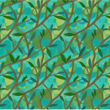 Teal Growing Tree 108" Cotton (53939DW - 1DES) – Sold in UNITS of ¼ metre - Maple Leaf Quilting Company Ltd.