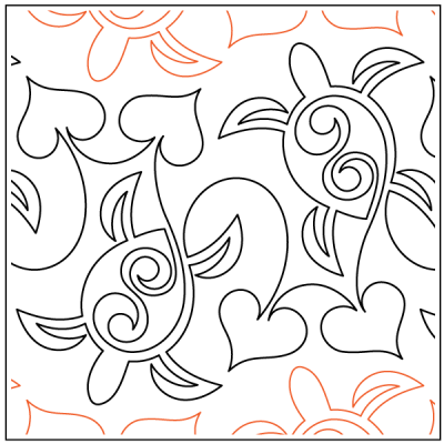 Turtle Curls - 12" Paper Pantograph - Maple Leaf Quilting Company Ltd.