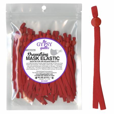 Drawstring Mask Elastic Red 60 count (TGQ093)