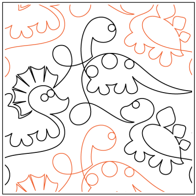 Jurassic Babies - 12” Paper Pantograph - Maple Leaf Quilting Company Ltd.