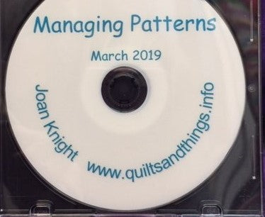 Managing Patterns - Instructional DVD by Joan Knight (March 2019)