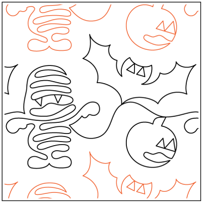 Mummy, Jack - O' - Lantern & Bat - 9.75” Paper Pantograph - Maple Leaf Quilting Company Ltd.