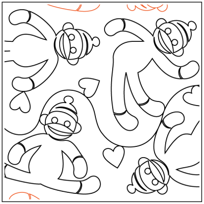 Sock Monkeys - 13” Paper Pantograph - Maple Leaf Quilting Company Ltd.