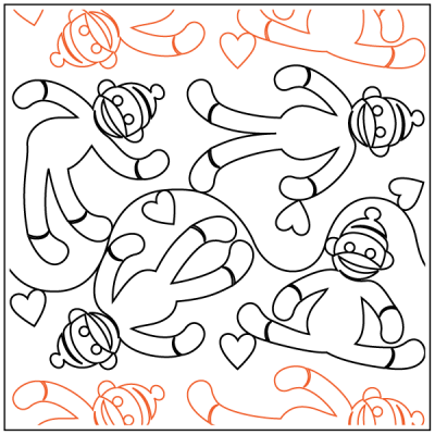 Sock Monkeys - 13” Paper Pantograph - Maple Leaf Quilting Company Ltd.