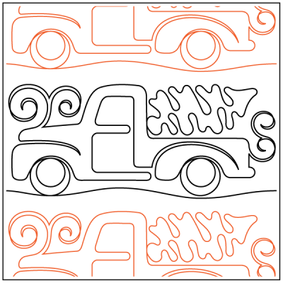 Vintage Truck N Tree - 6.25” Paper Pantograph - Maple Leaf Quilting Company Ltd.