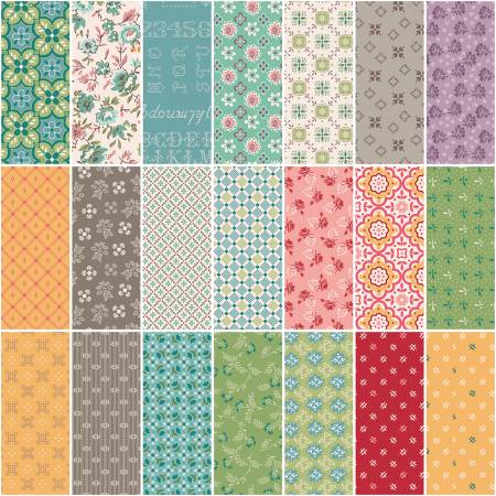 1 yard Bundle Raindrop Lori Holt - Piece & Plenty (21pcs/bundle) - Maple Leaf Quilting Company Ltd.