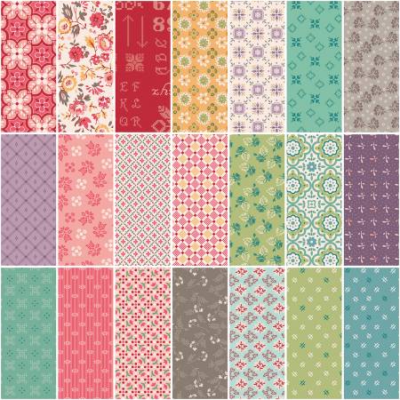1 yard Bundle Tea Rose Lori Holt - Piece & Plenty (21pcs/bundle) - Maple Leaf Quilting Company Ltd.