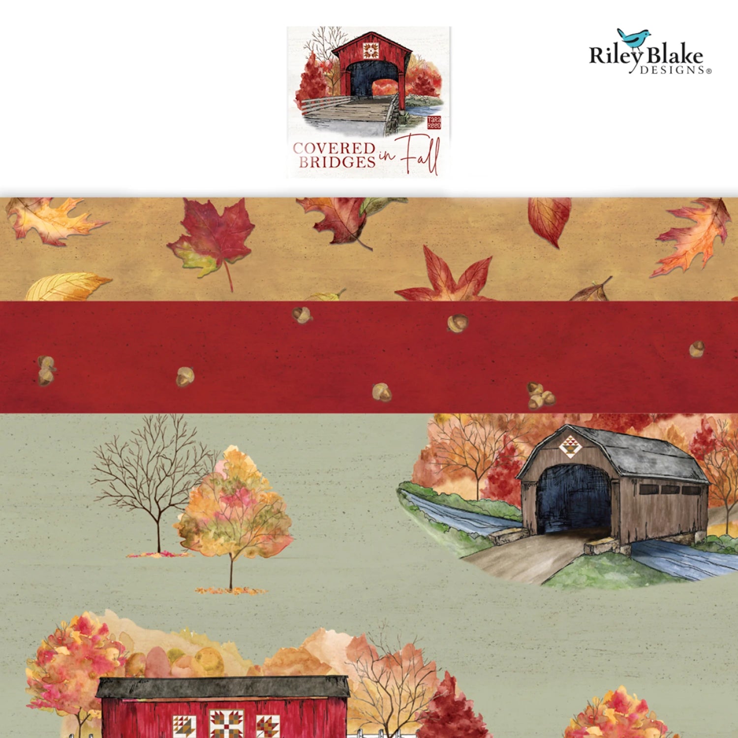 Covered Bridges in Fall by Tara Reed Collection | 10in Squares - 42pcs (10-16210-42)