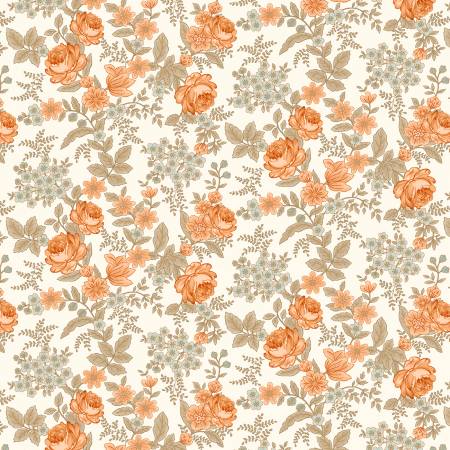 Cream Cabbage Rose 108" Cotton (1126-43) – Sold in UNITS of ¼ metre