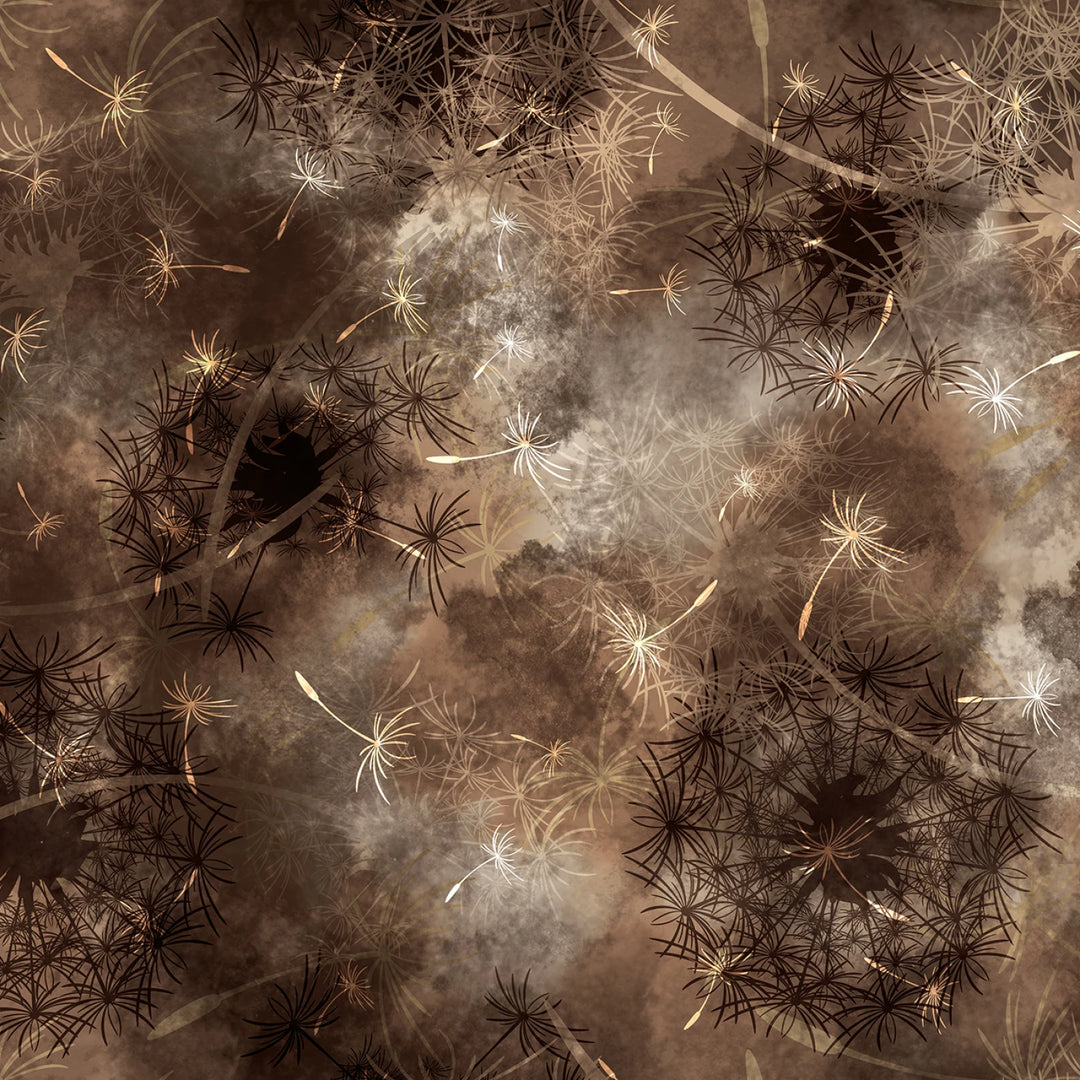 BOLT END Dandelion Dreams - Chocolate Brown | 108" x 1.5m Cotton
