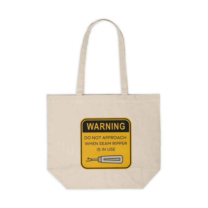 'Warning' Seam Ripper Tote Bag - Stylish Canvas Shopping Tote for Crafters