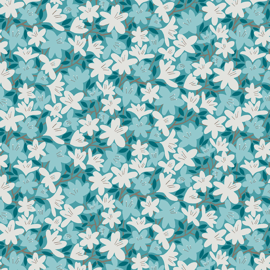 Blooming Color 2 Teal Fat Quarter Bundle | Fat Quarter Package 5pcs (FQBC2BX-Teal)