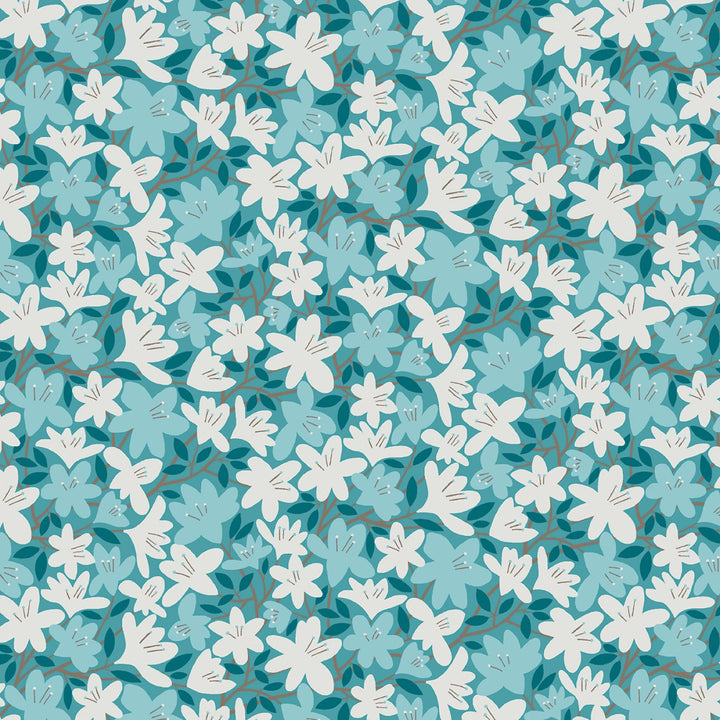 Blooming Color 2 Teal Fat Quarter Bundle | Fat Quarter Package 5pcs (FQBC2BX-Teal)