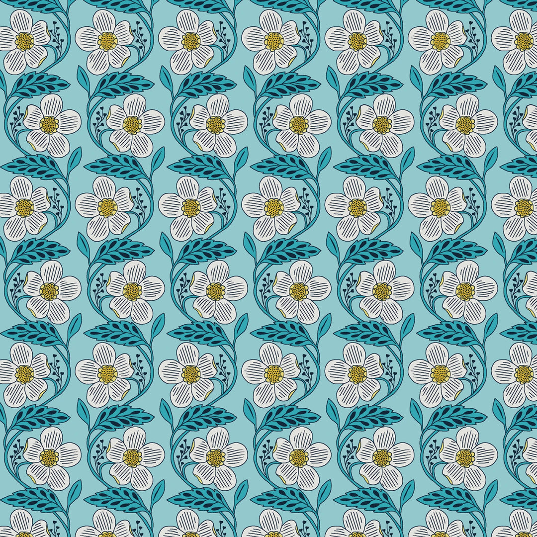 Blooming Color 2 Teal Fat Quarter Bundle | Fat Quarter Package 5pcs (FQBC2BX-Teal)