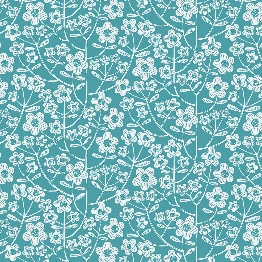Blooming Color 2 Teal Fat Quarter Bundle | Fat Quarter Package 5pcs (FQBC2BX-Teal)