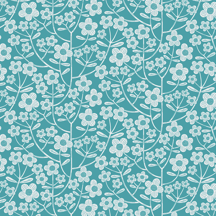 Blooming Color 2 Teal Fat Quarter Bundle | Fat Quarter Package 5pcs (FQBC2BX-Teal)