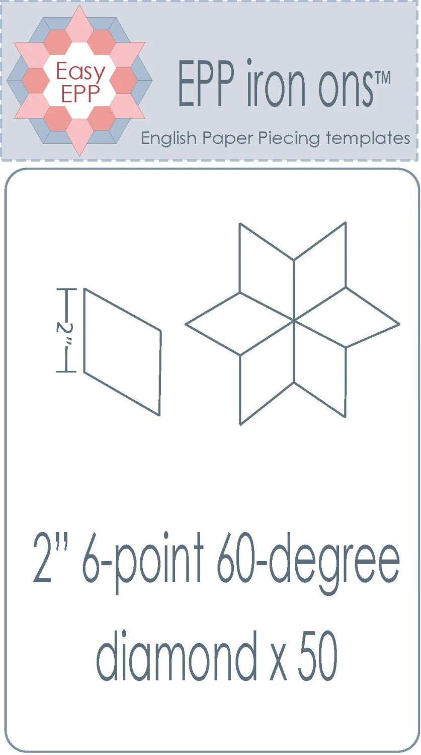 2" 6 - point 60 - degree Diamond EPP Iron - On x 50 (EPP59) - Maple Leaf Quilting Company Ltd.