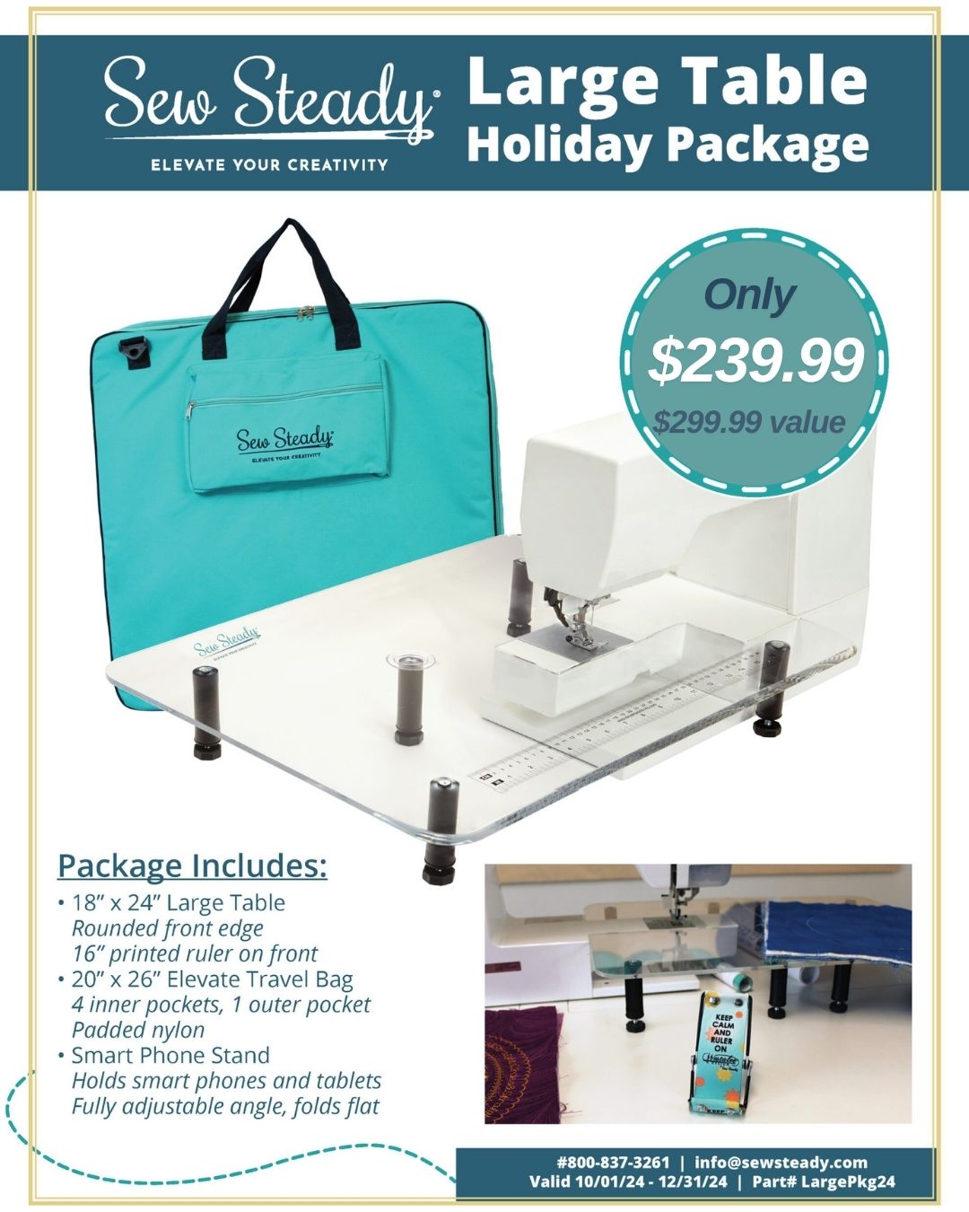 Sew Steady Large/Deluxe Holiday Package Extension Table (18