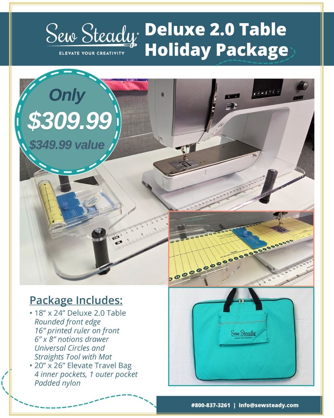 Sew Steady Large/Deluxe Holiday Package Extension Table (18"x 24")