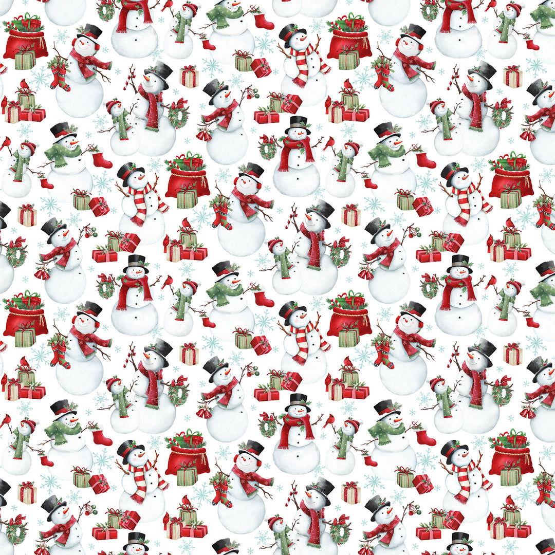 White Multi Snowmen - Holly Jolly | 43/44" Cotton (28813-10) - Sold in UNITS of ¼ metre