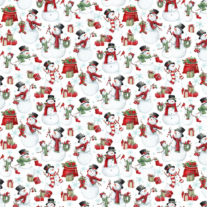 White Multi Snowmen - Holly Jolly | 43/44" Cotton (28813-10) - Sold in UNITS of ¼ metre