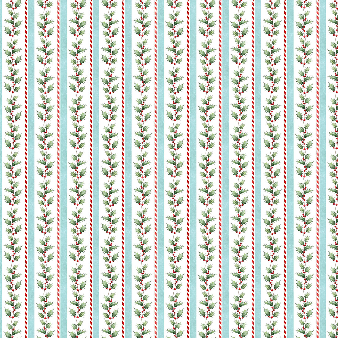 Multi Holly Stripe - Holly Jolly | 43/44" Cotton (28814-10) - Sold in UNITS of ¼ metre