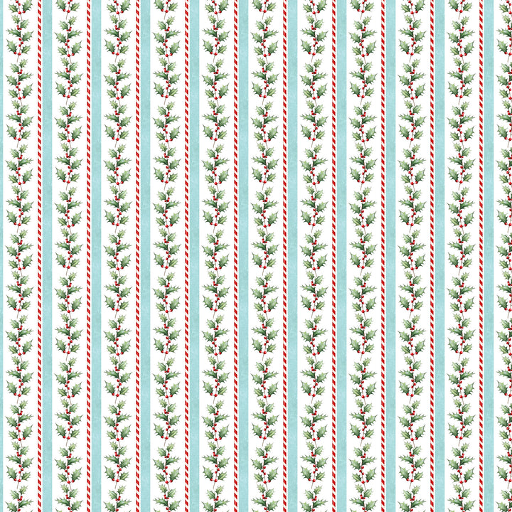 Multi Holly Stripe - Holly Jolly | 43/44" Cotton (28814-10) - Sold in UNITS of ¼ metre