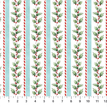 Multi Holly Stripe - Holly Jolly | 43/44" Cotton (28814-10) - Sold in UNITS of ¼ metre