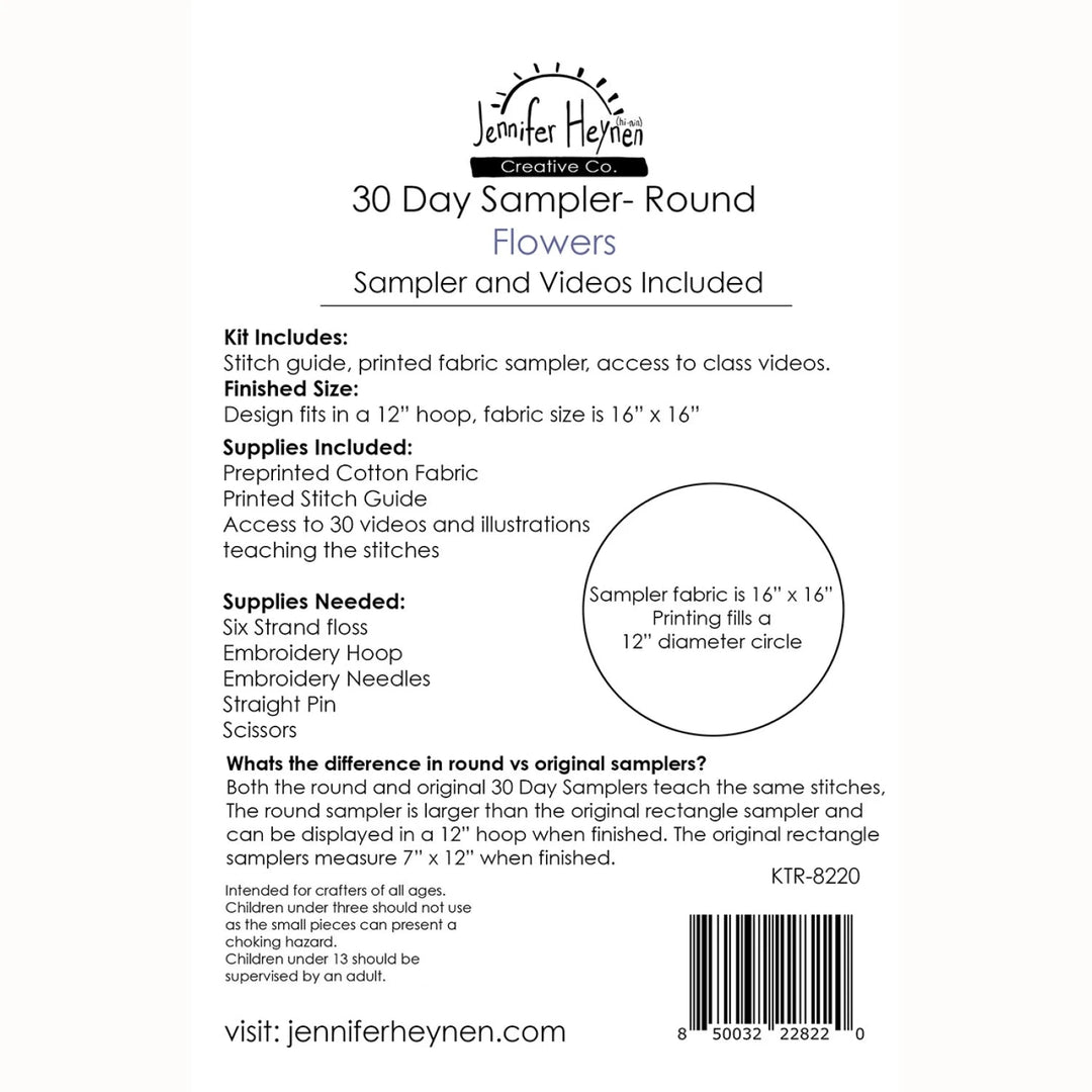 30 Day Sampler Flowers - Round (KTR - 8220) - Maple Leaf Quilting Company Ltd.