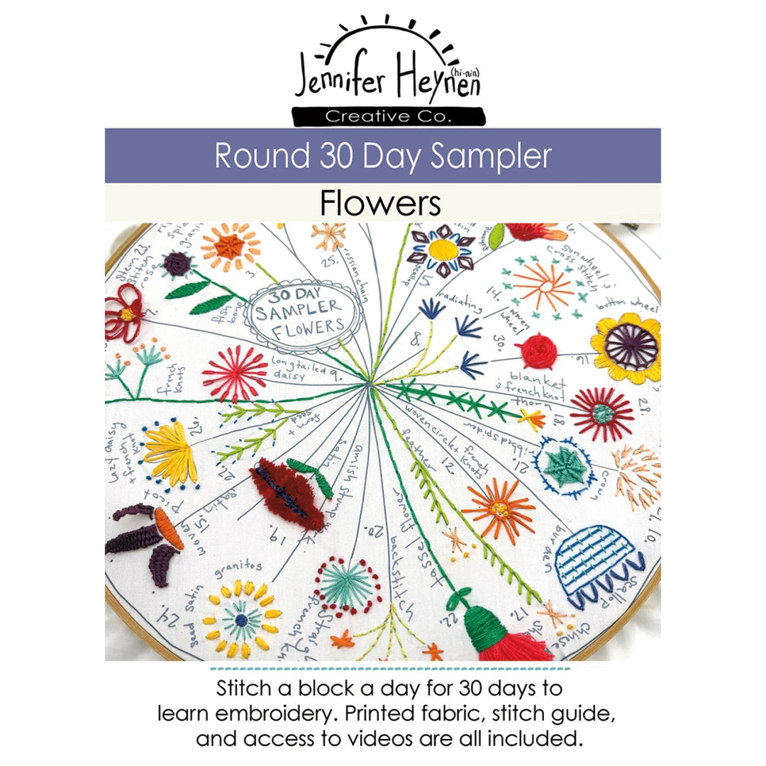 30 Day Sampler Flowers - Round (KTR - 8220) - Maple Leaf Quilting Company Ltd.