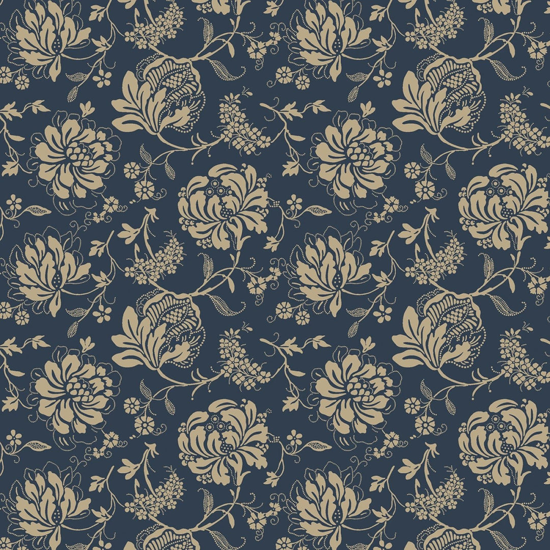 44" Freedom Rings - Navy Block Print Cotton (R651373D - NAVY) - Sold in UNITS of 1/4 metre - Maple Leaf Quilting Company Ltd.