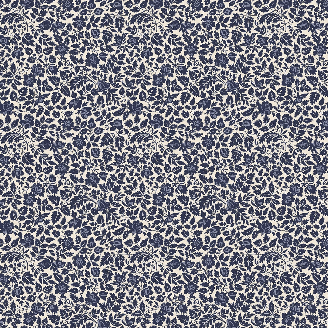 44" Freedom Rings - Navy Flower Field Cotton (R651376D - NAVY) - Sold in UNITS of 1/4 metre - Maple Leaf Quilting Company Ltd.
