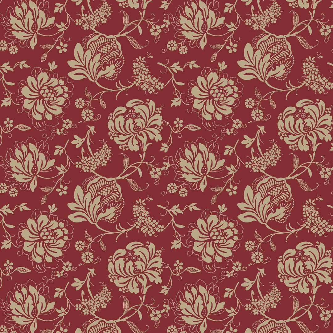 44" Freedom Rings - Red Block Print Cotton (R651373D - RED) - Sold in UNITS of 1/4 metre - Maple Leaf Quilting Company Ltd.